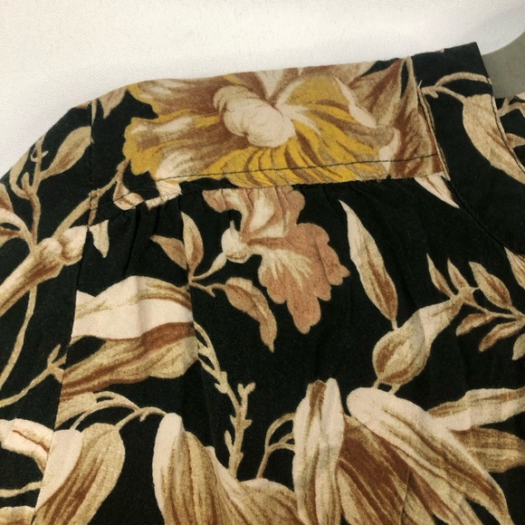 H &M Large Floral Tunic Collarless Buttons Halfway Up Relaxed Loose Fit - Picture 6 of 9